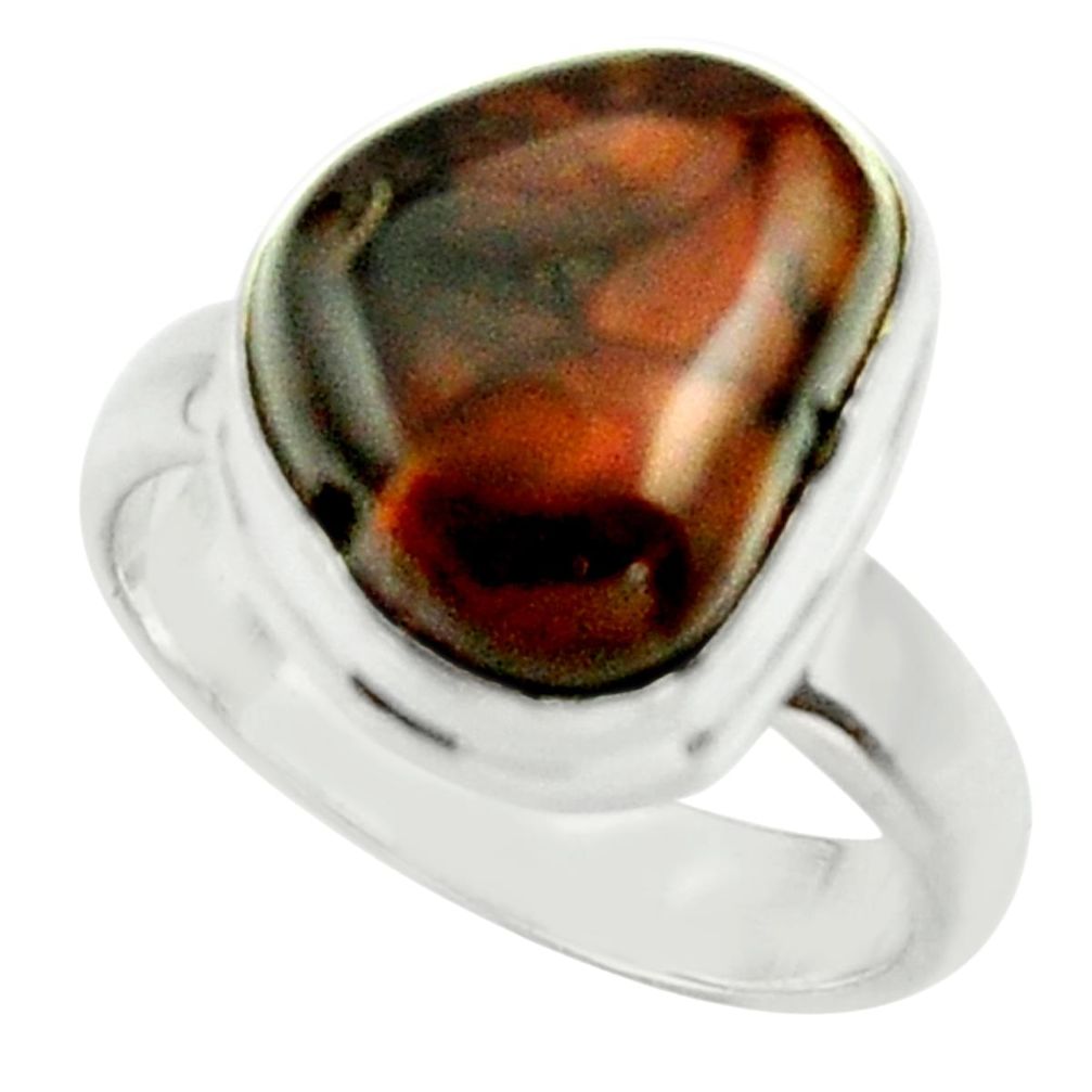 6.80cts natural multicolor mexican fire agate 925 silver ring size 6 r44441