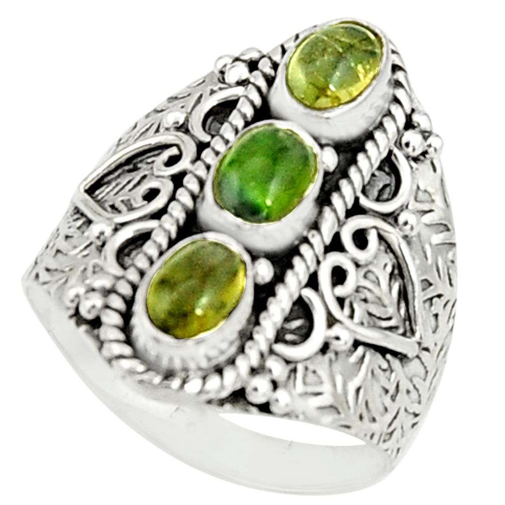 3.13cts natural multicolor tourmaline 925 sterling silver ring size 8.5 r22506