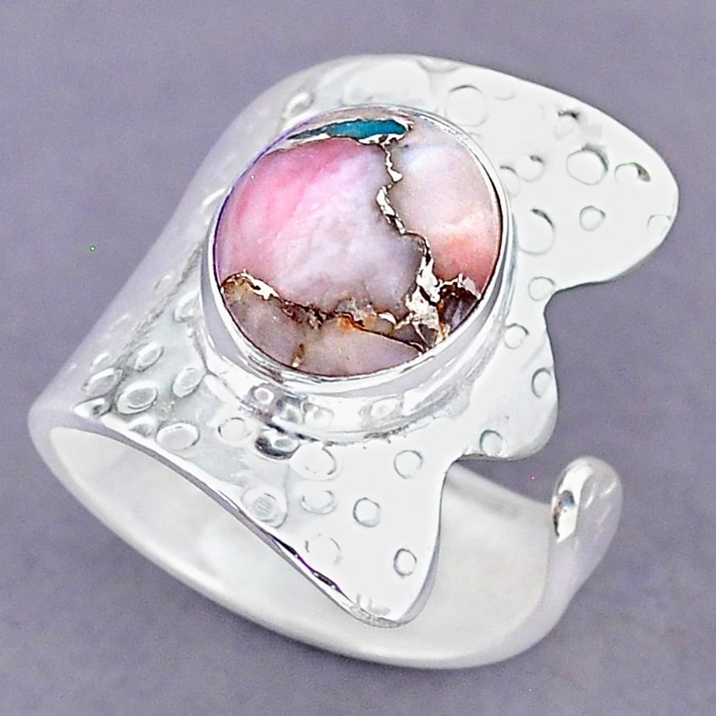 5.16cts natural opal in turquoise 925 silver adjustable ring size 7.5 r90564