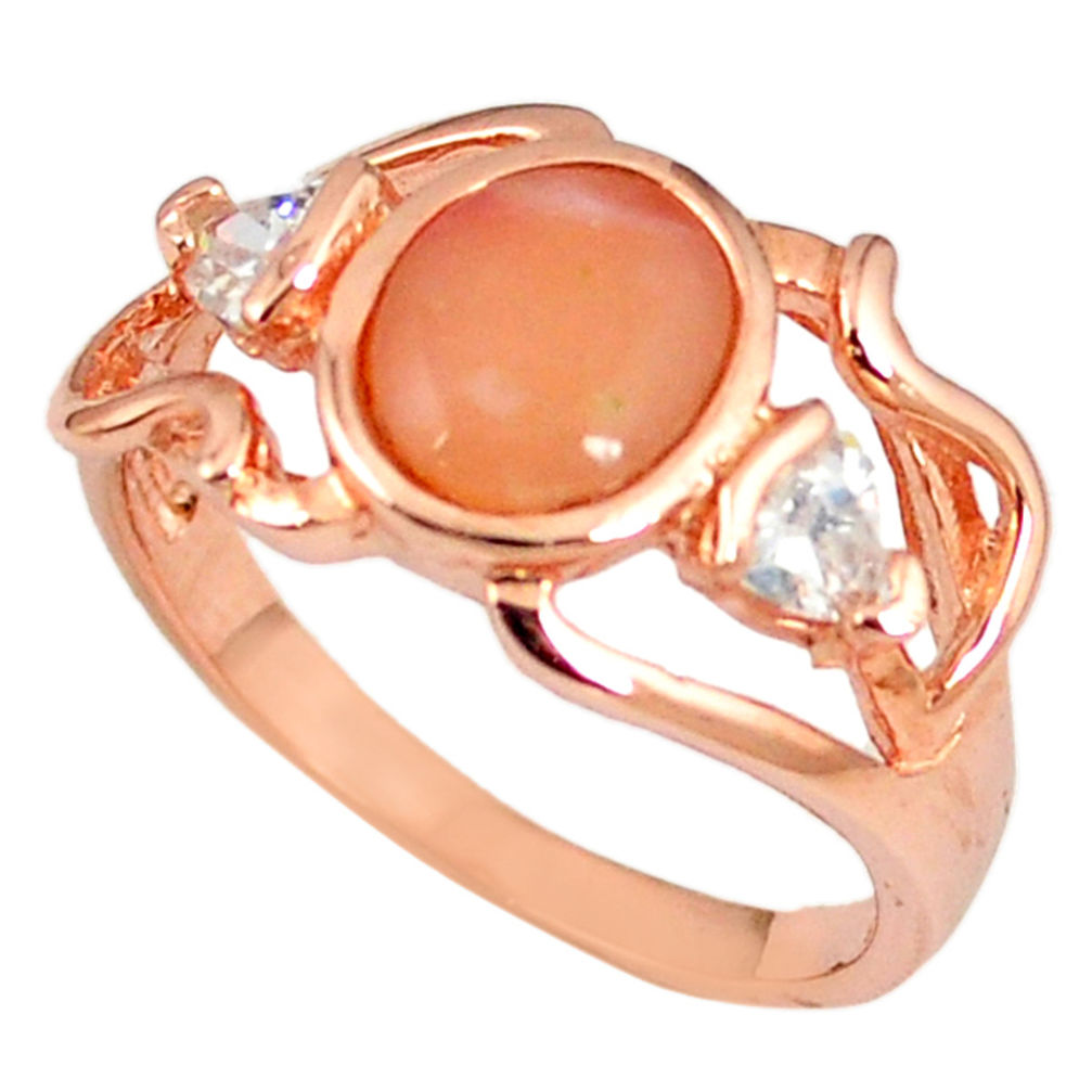4.46cts natural opal topaz 925 silver 14k rose gold ring size 9.5 a61815 c14953