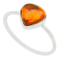 2.37cts natural orange baltic amber (poland) heart 925 silver ring size 8 u54768