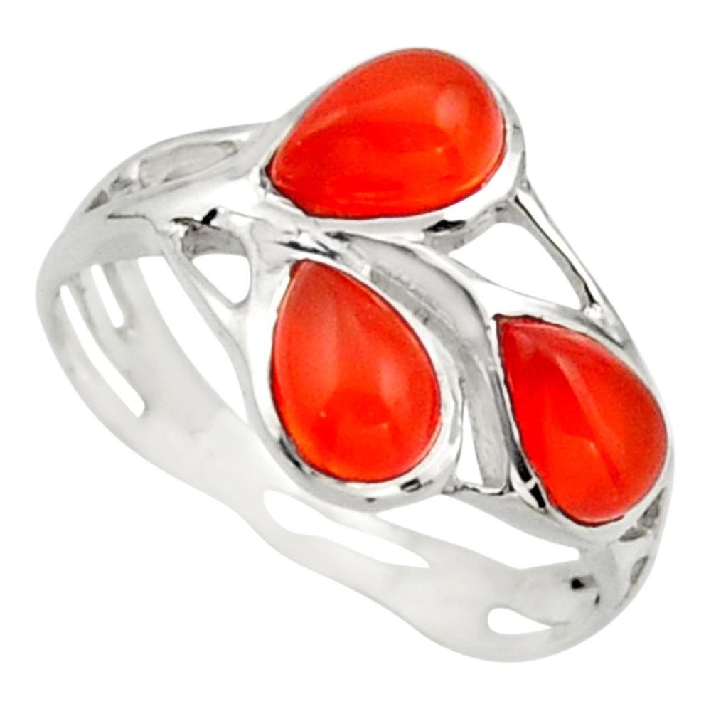 2.75cts natural orange cornelian (carnelian) 925 silver ring size 5.5 r25870