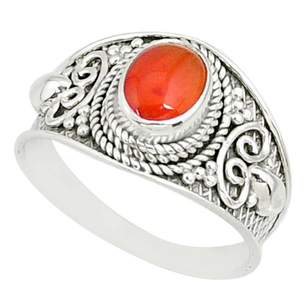 2.13cts natural orange cornelian (carnelian) 925 silver ring size 9 r81511