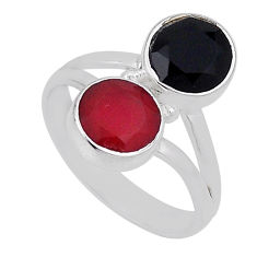 4.86cts natural orange cornelian (carnelian) onyx silver ring size 5.5 n33827
