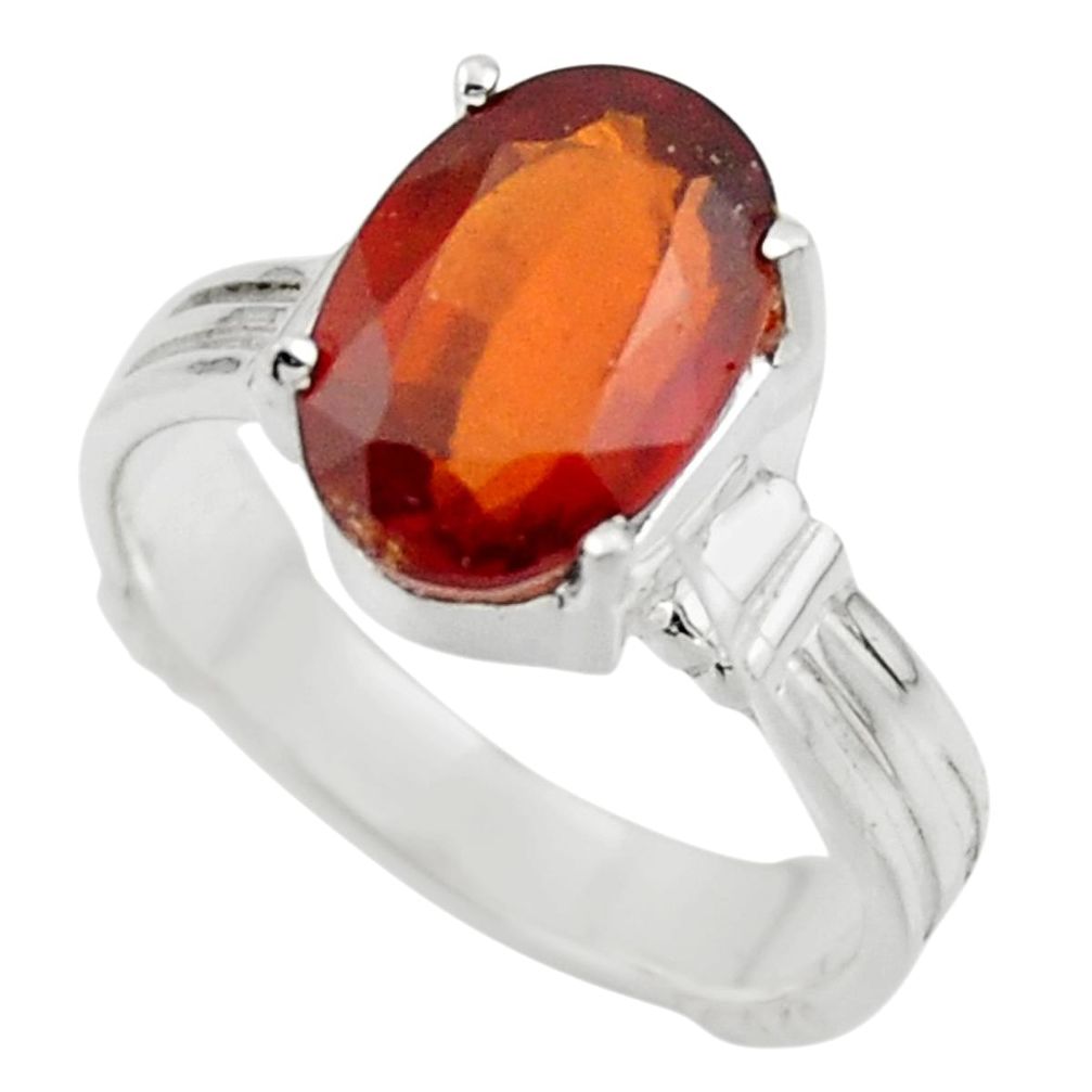 4.58cts natural orange hessonite garnet 925 sterling silver ring size 7 r43360