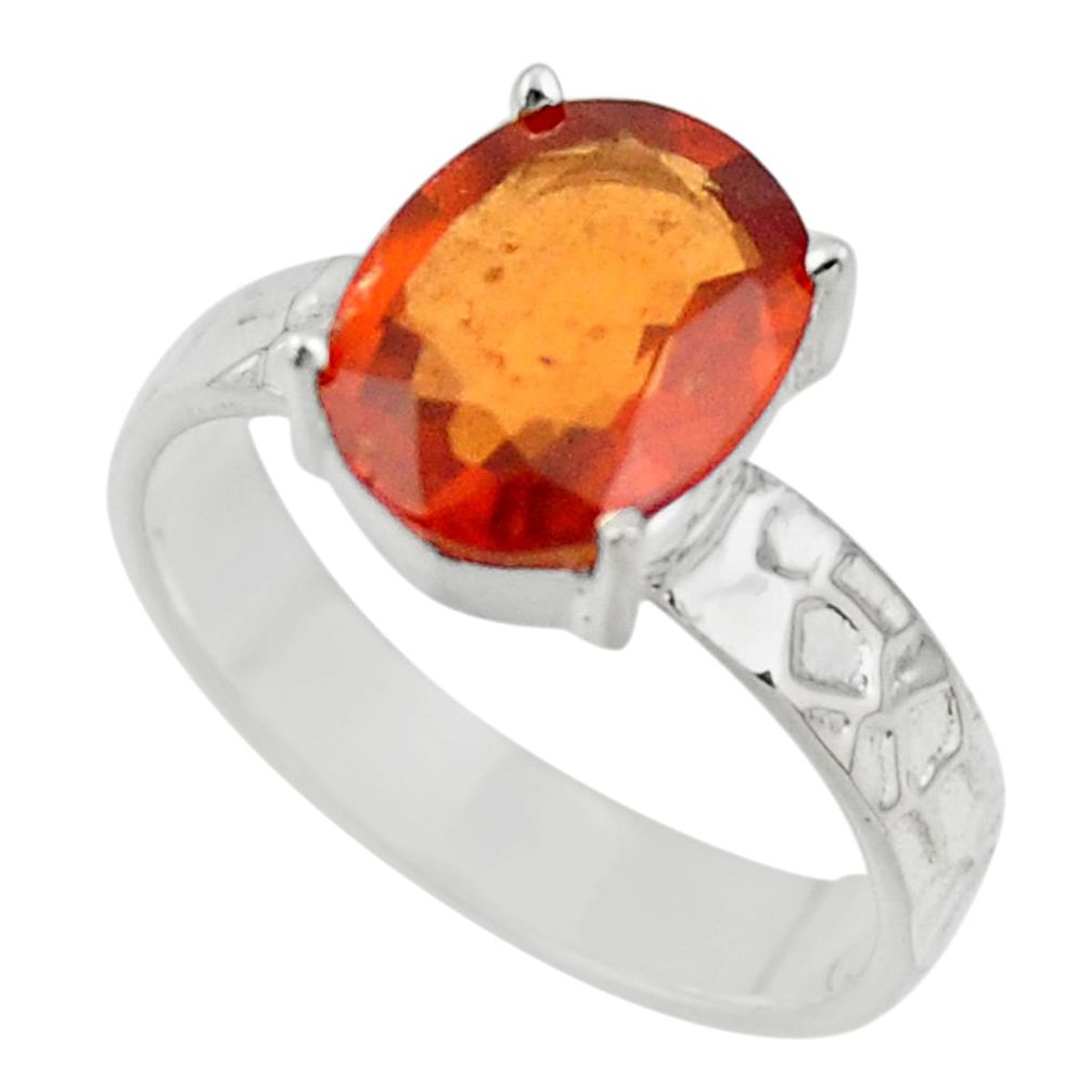5.11cts natural orange hessonite garnet 925 sterling silver ring size 8 r43322
