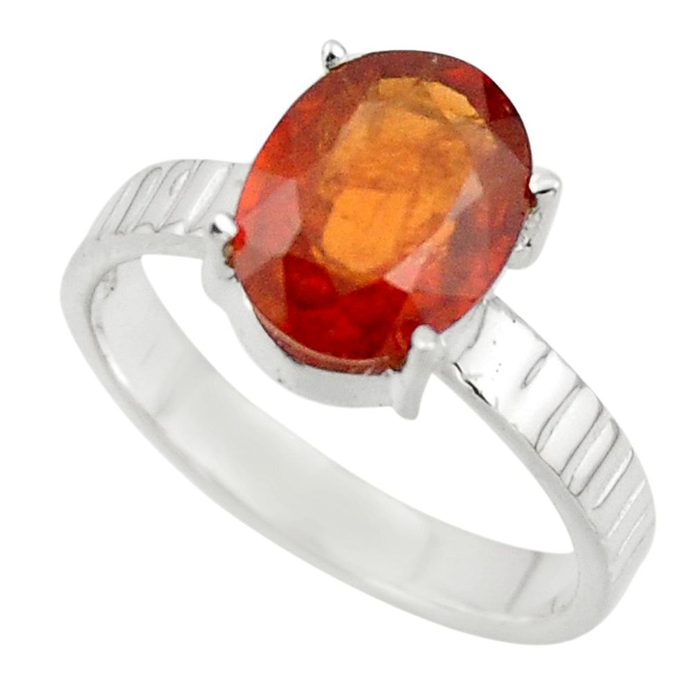 4.72cts natural orange hessonite garnet 925 sterling silver ring size 8 r43336