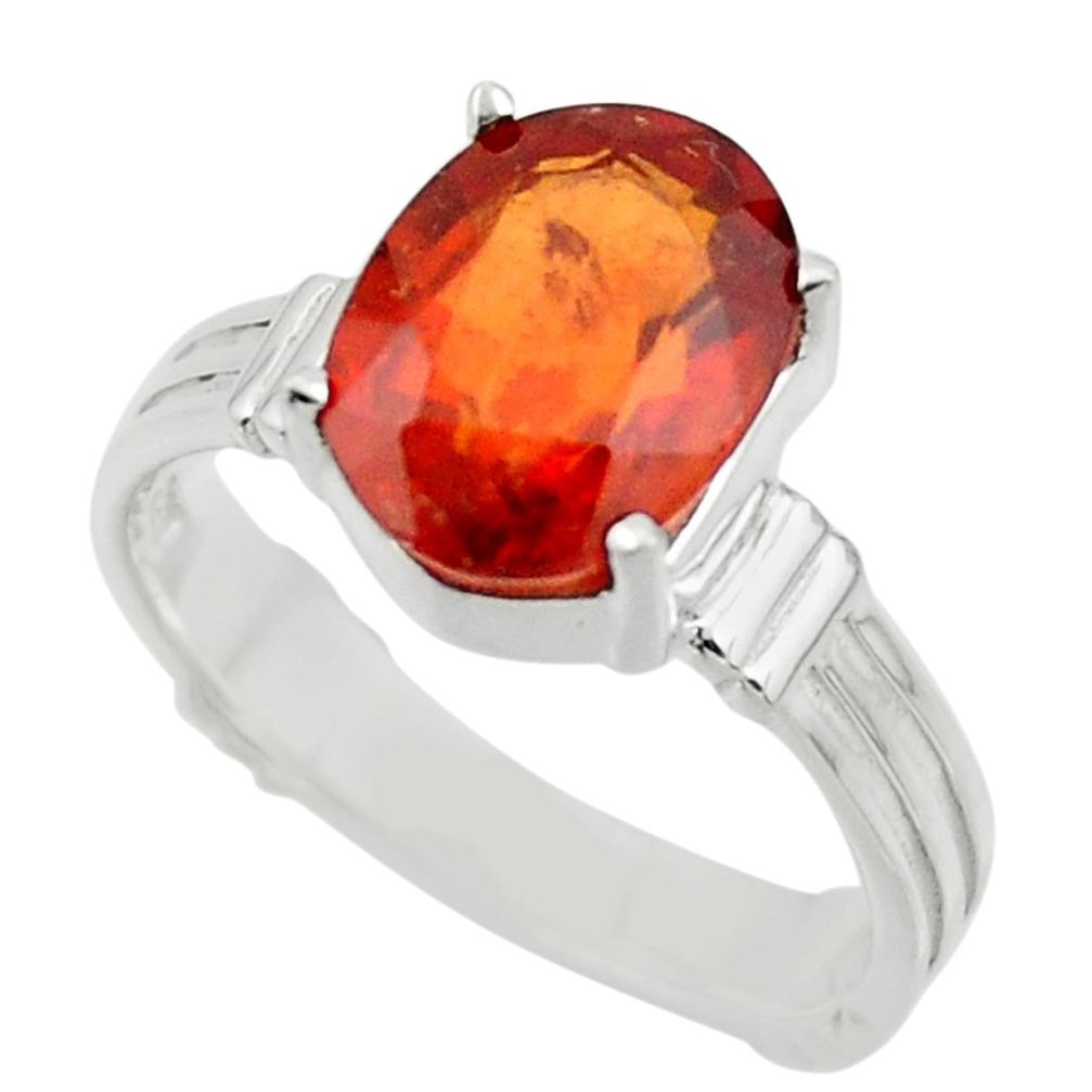 4.47cts natural orange hessonite garnet 925 sterling silver ring size 8 r43359