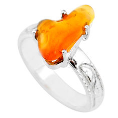 4.82cts natural orange mexican fire opal 925 silver solitaire ring size 7 r71746