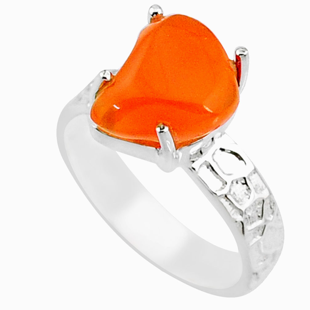 4.67cts natural orange mexican fire opal 925 silver solitaire ring size 7 r71747