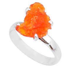 5.24cts natural orange mexican fire opal 925 silver solitaire ring size 7 r91605