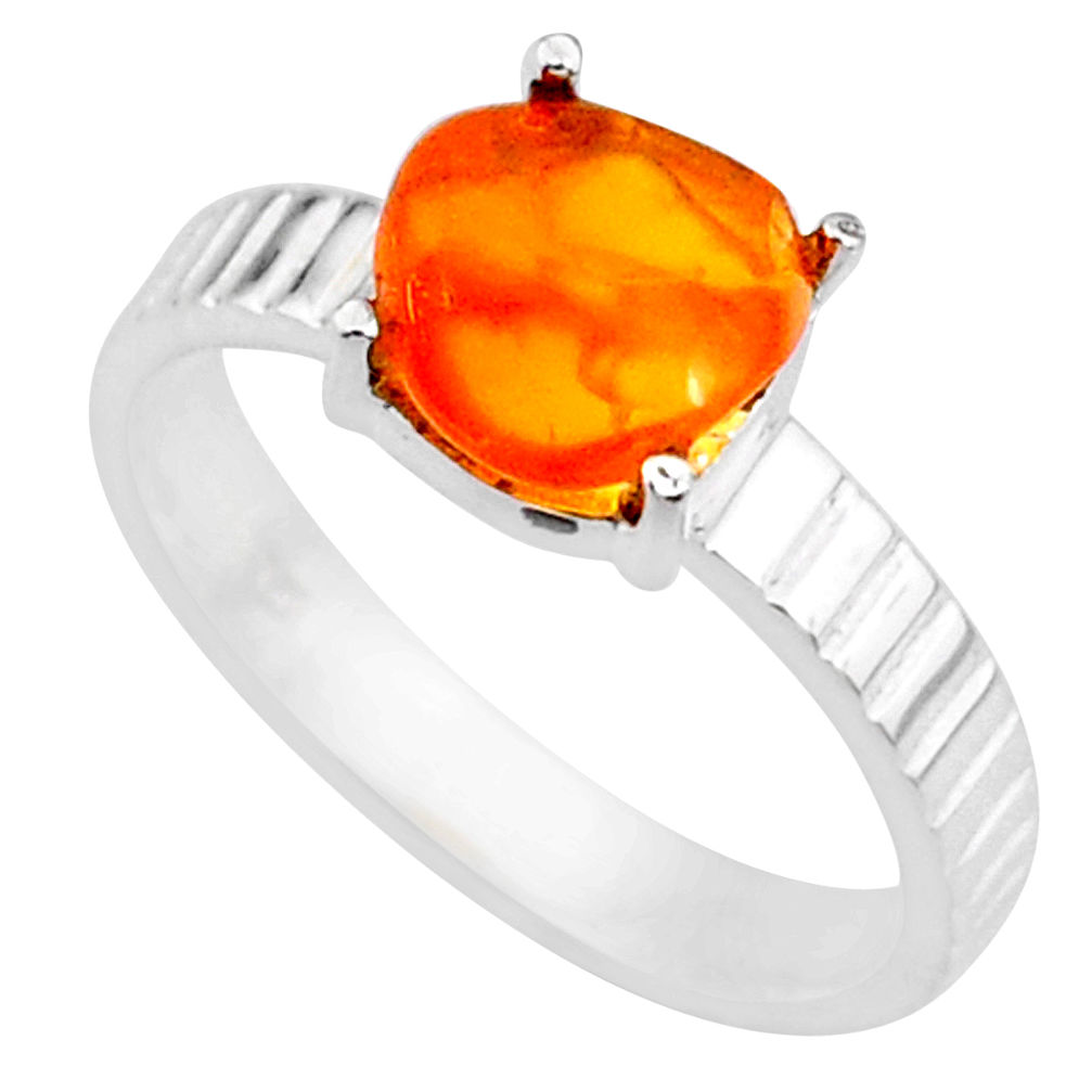 4.38cts natural orange mexican fire opal 925 silver solitaire ring size 8 r71741
