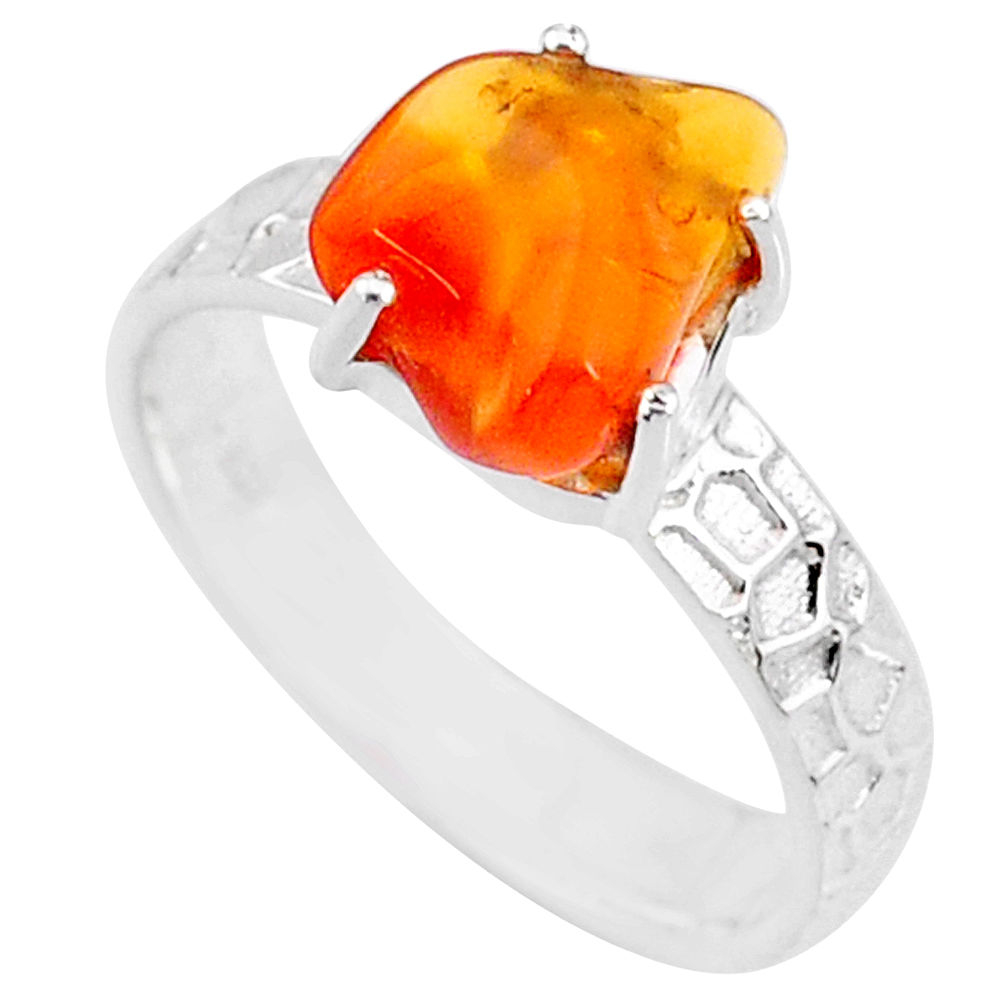 4.82cts natural orange mexican fire opal 925 silver solitaire ring size 9 r71748