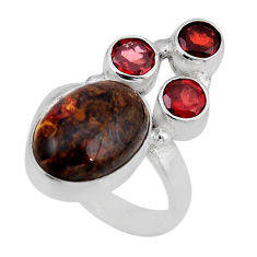 8.61cts natural orange mexican fire opal garnet 925 silver ring size 6.5 y56477