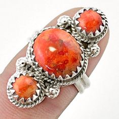 Clearance Sale- 7.27cts natural orange mojave turquoise 925 sterling silver ring size 6 u40960