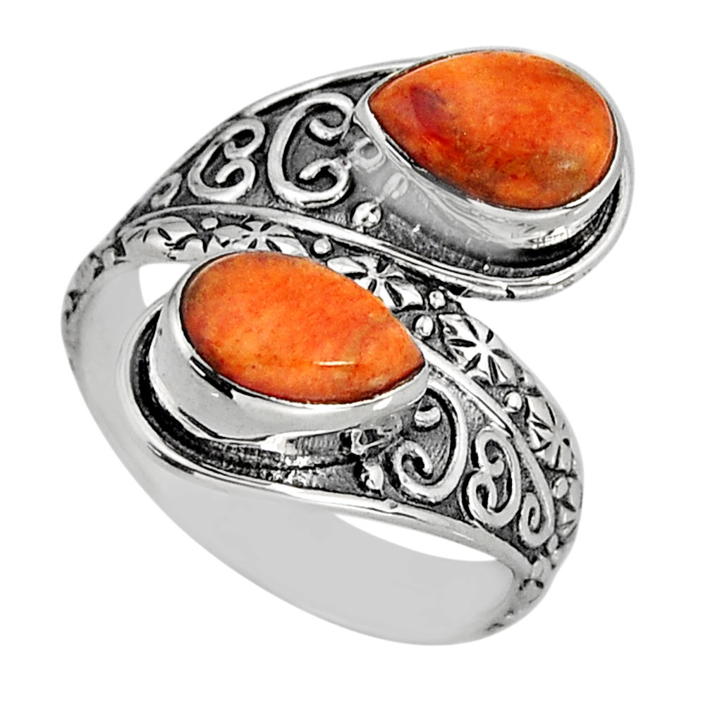 4.51cts natural orange mojave turquoise 925 sterling silver ring size 8.5 y80128