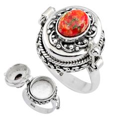 Clearance Sale- 2.23cts natural orange mojave turquoise silver poison box ring size 7.5 u9691