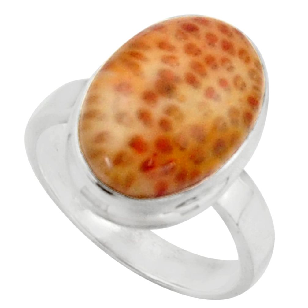 7.11cts natural orange spider web agate 925 silver solitaire ring size 7 d46546
