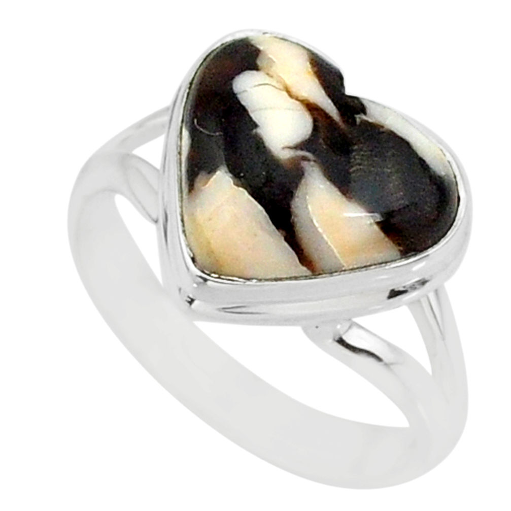 7.15cts natural peanut petrified wood fossil silver solitaire ring size 8 r84724