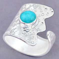 2.58cts natural peruvian amazonite 925 silver adjustable ring size 9 r90574