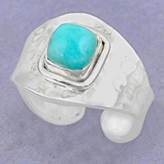 2.41cts natural peruvian amazonite 925 silver adjustable ring size 6.5 t88151
