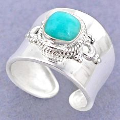 2.54cts natural peruvian amazonite 925 silver adjustable ring size 6.5 t88229