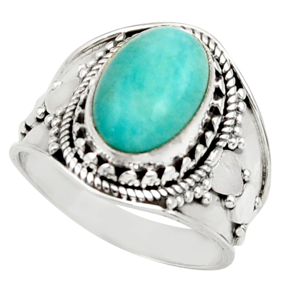 peruvian amazonite 925 silver solitaire ring size 7.5 d36138