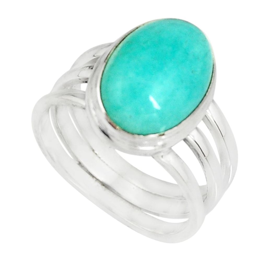 6.94cts natural peruvian amazonite 925 silver solitaire ring size 7.5 r19303
