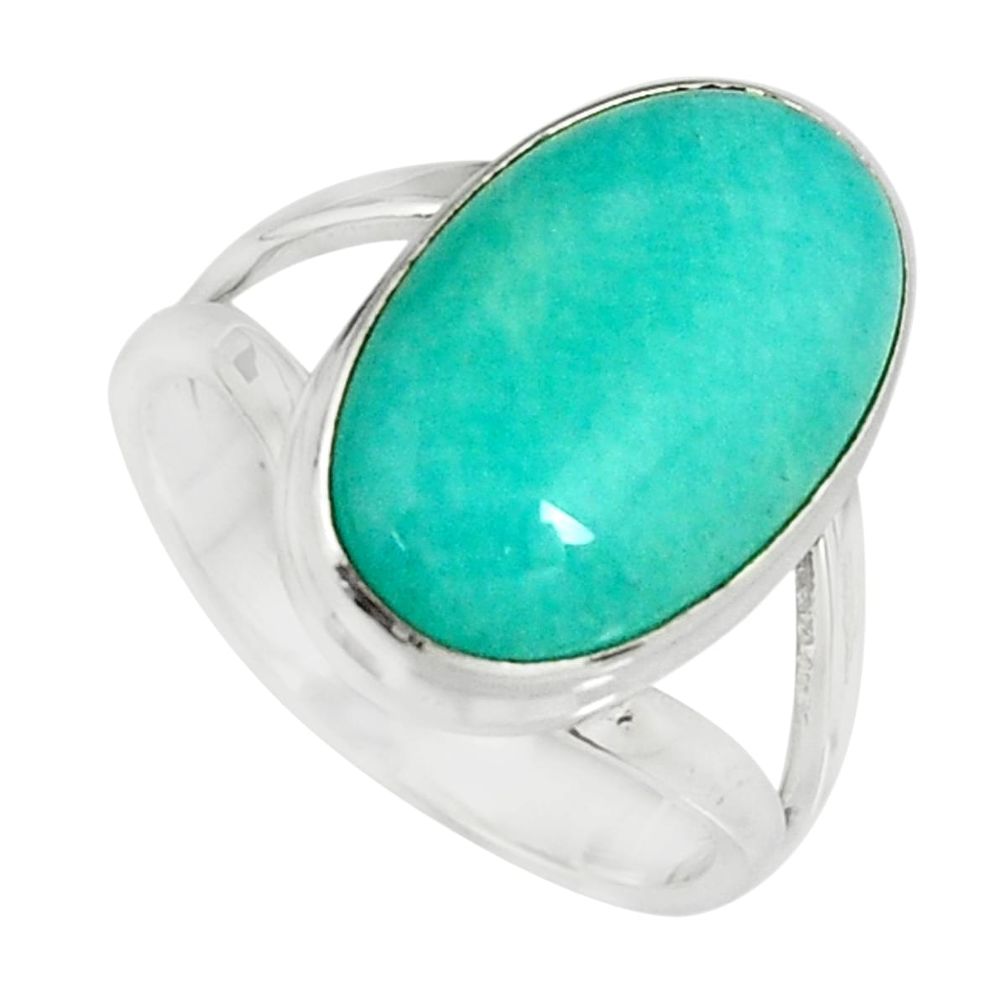 9.03cts natural peruvian amazonite 925 silver solitaire ring size 7.5 r19307