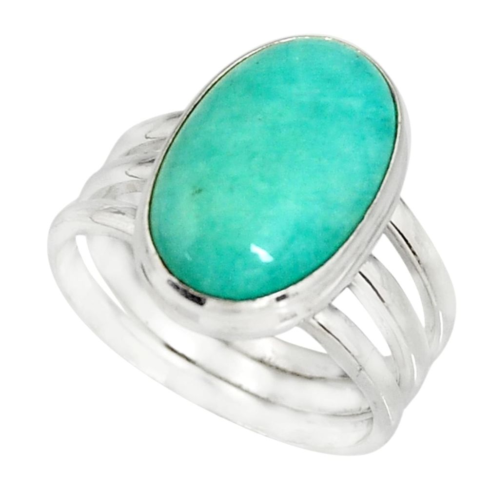 6.87cts natural peruvian amazonite 925 silver solitaire ring size 8.5 r19320