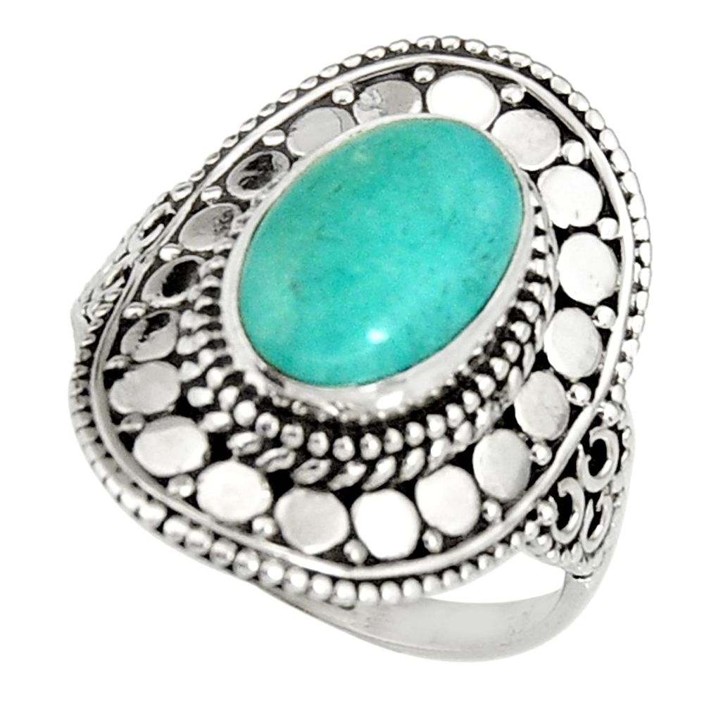 4.38cts natural peruvian amazonite 925 silver solitaire ring size 8.5 r19523