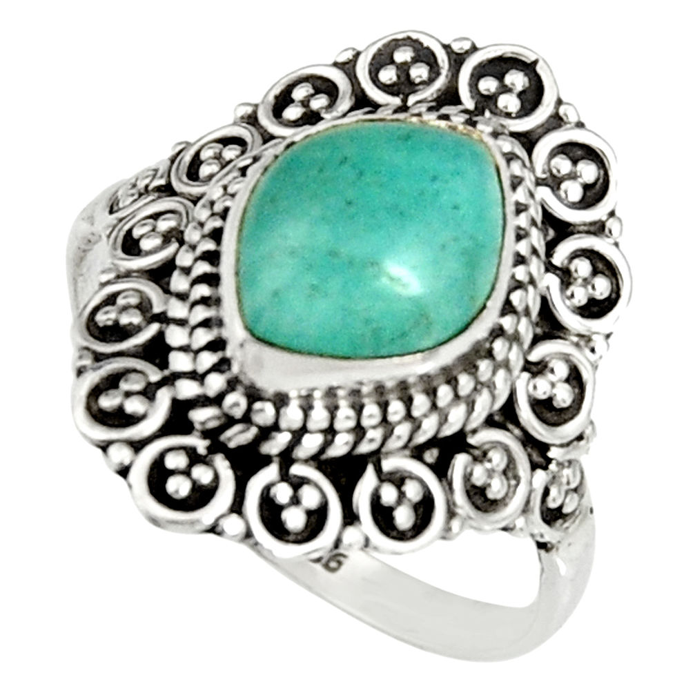 4.70cts natural peruvian amazonite 925 silver solitaire ring size 8.5 r19538
