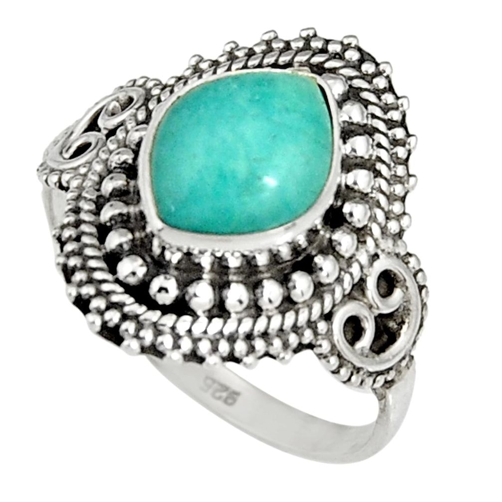 4.51cts natural peruvian amazonite 925 silver solitaire ring size 8.5 r19540