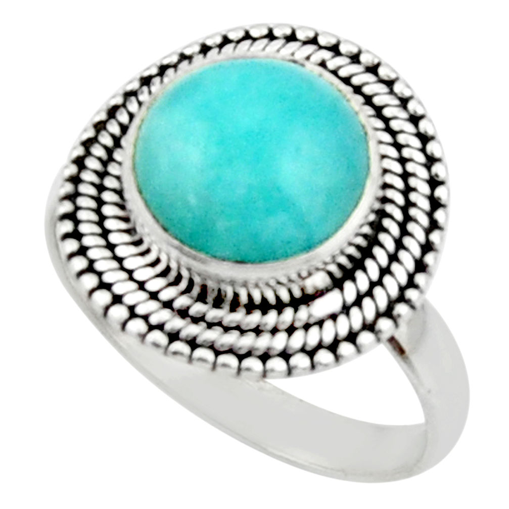 5.03cts natural peruvian amazonite 925 silver solitaire ring size 8.5 r52617