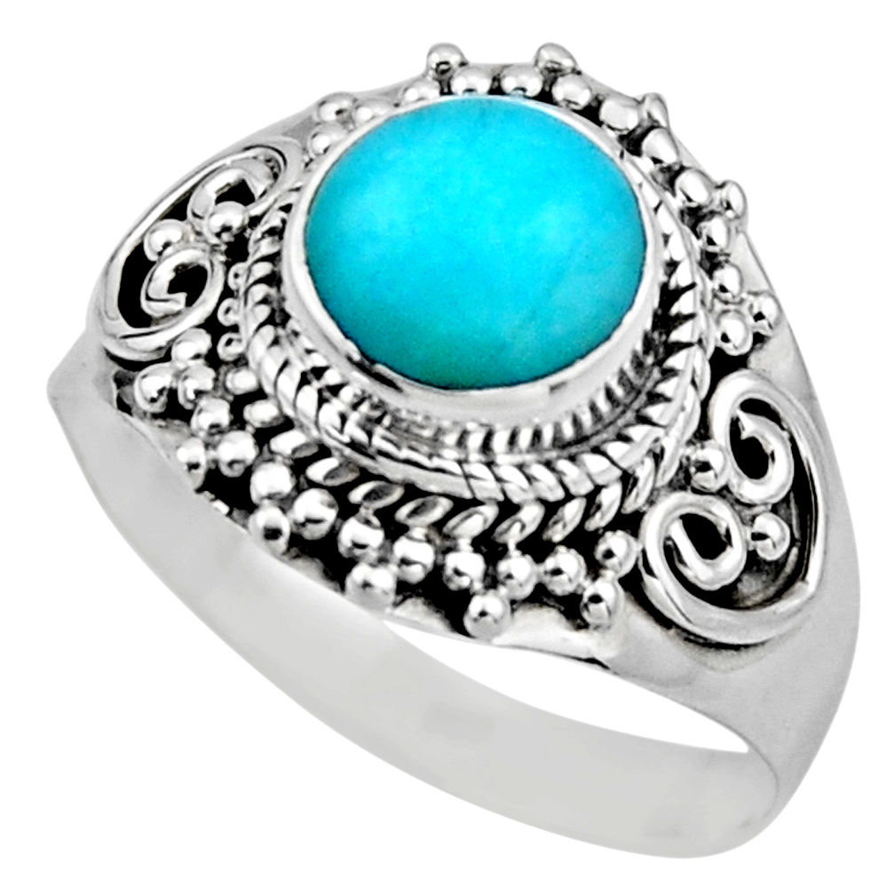 2.72cts natural peruvian amazonite 925 silver solitaire ring size 7.5 r53485