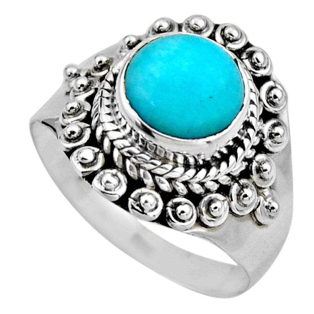 2.72cts natural peruvian amazonite 925 silver solitaire ring size 6.5 r53486
