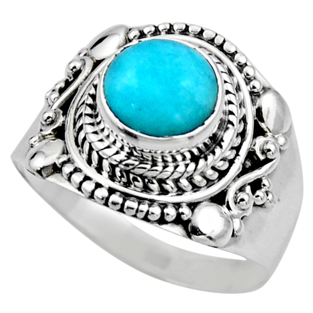 2.54cts natural peruvian amazonite 925 silver solitaire ring size 7.5 r53487