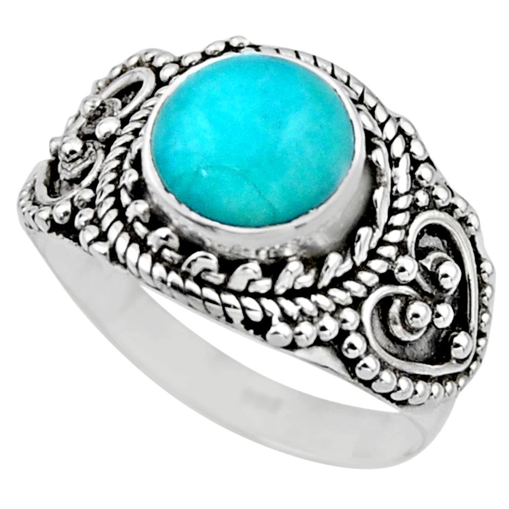 2.72cts natural peruvian amazonite 925 silver solitaire ring size 6.5 r53491