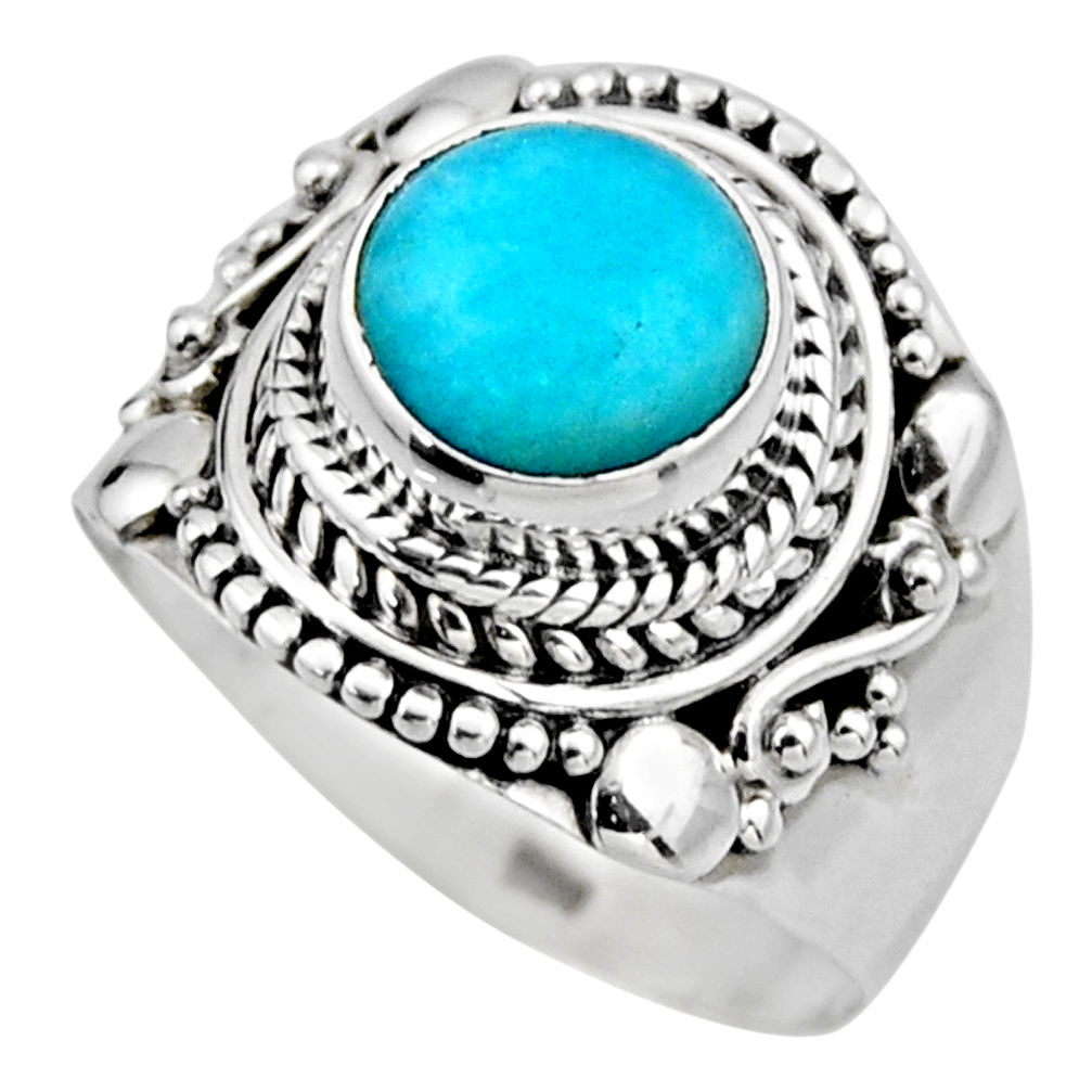 2.56cts natural peruvian amazonite 925 silver solitaire ring size 6.5 r53497