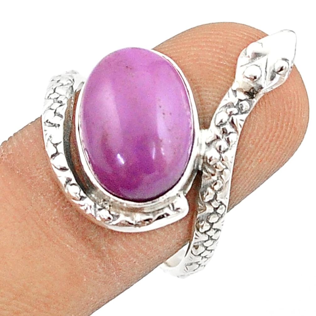 6.11cts natural phosphosiderite (hope stone) 925 silver snake ring size 9 u29608