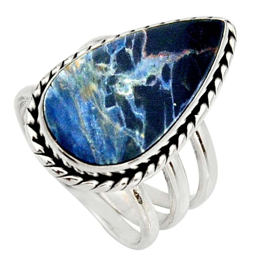 11.21cts natural pietersite (african) 925 silver solitaire ring size 7.5 r25005