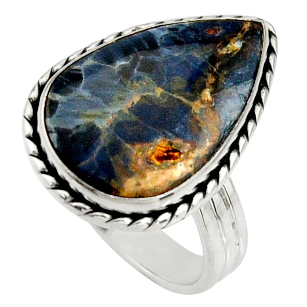 11.63cts natural pietersite (african) 925 silver solitaire ring size 9.5 r25011