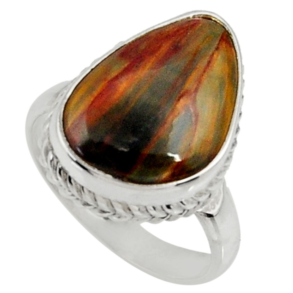 10.13cts natural pietersite (african) 925 silver solitaire ring size 7.5 r28189