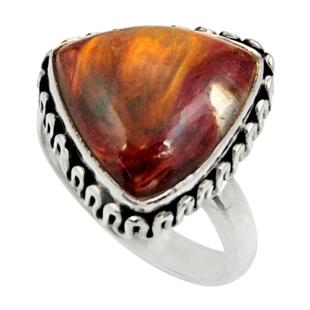11.66cts natural pietersite (african) 925 silver solitaire ring size 7.5 r28194