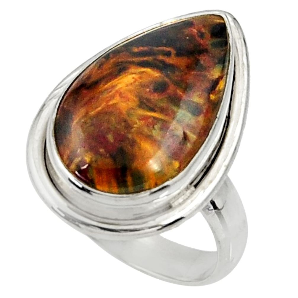 12.07cts natural pietersite (african) 925 silver solitaire ring size 7.5 r28211