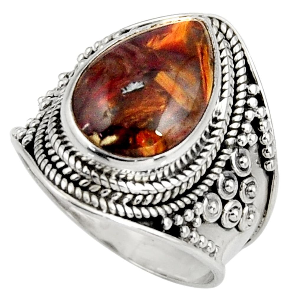 6.31cts natural pietersite (african) 925 silver solitaire ring size 7 d39030