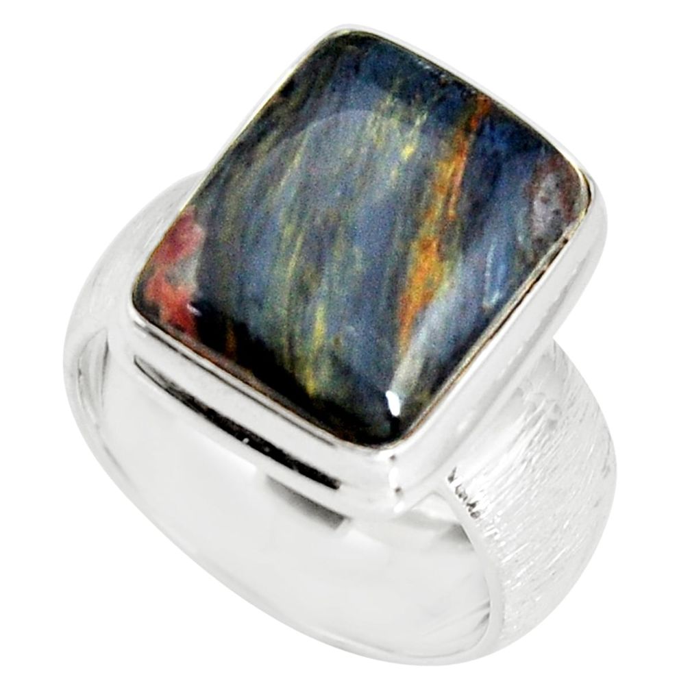 6.98cts natural pietersite (african) 925 silver solitaire ring size 8 r19012