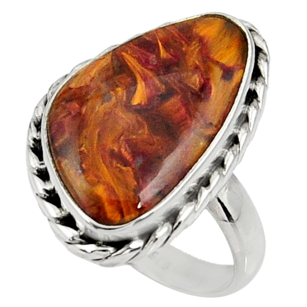 12.96cts natural pietersite (african) 925 silver solitaire ring size 8 r28181