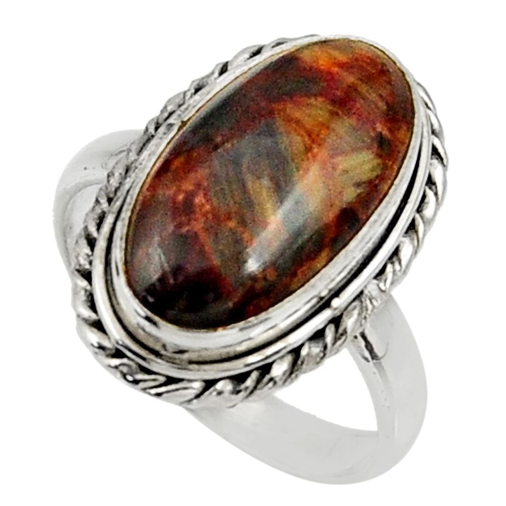 8.77cts natural pietersite (african) 925 silver solitaire ring size 8 r28190