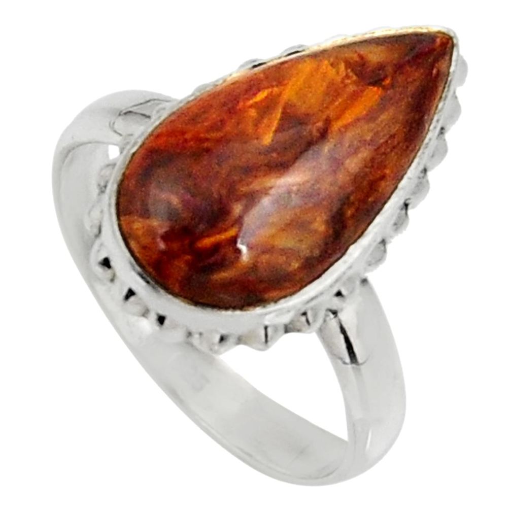 8.31cts natural pietersite (african) 925 silver solitaire ring size 8 r28197